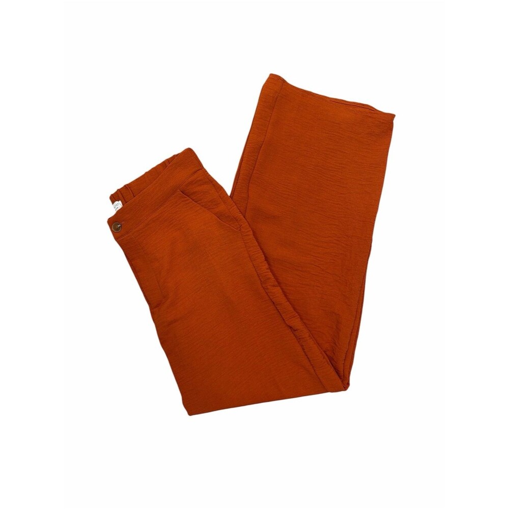 Paper Crane Rust Orange Wide Leg Palazzo Pants Boho Casual Lounge Size L